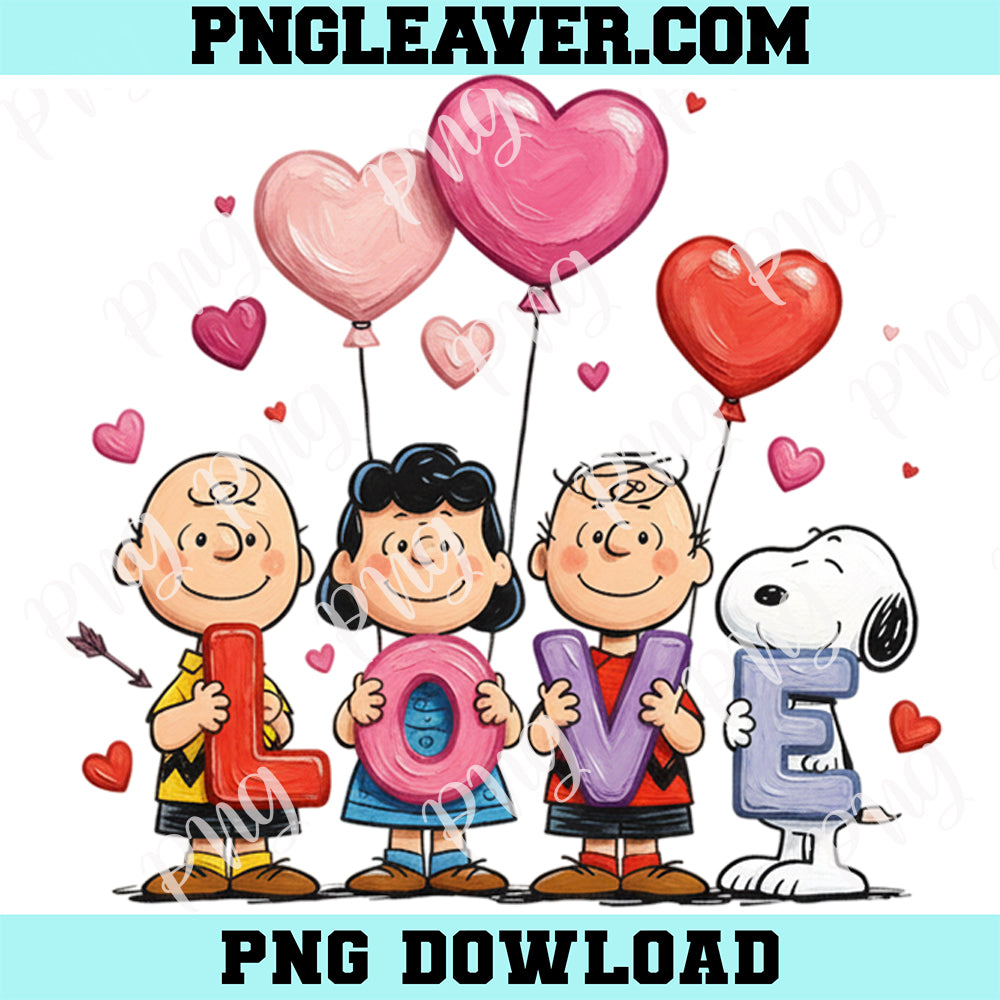 Snoop Valentine Love New PNG, Peanuts Friends Holding Love Letters With Snoopy Png, Cute Valentine Family Hearts png