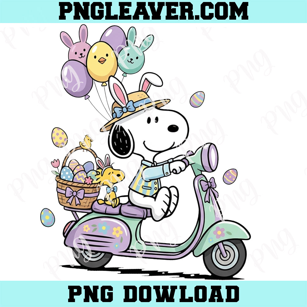 Snoopy Easter Moto Balloon Png, Easter Beagle Png, Peanuts Easter Png