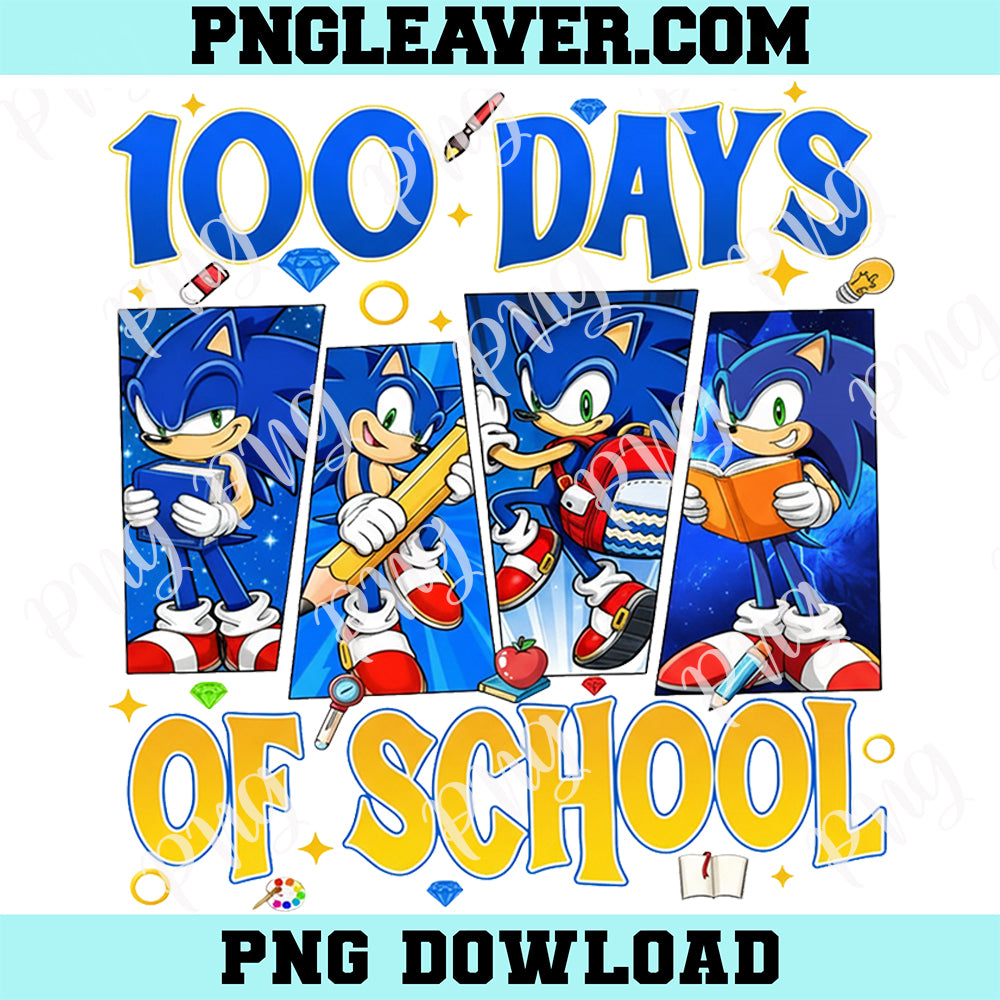 Sonic Through 100 Days Of School Png, Sonic Toddler 100 Days of School Boy Png