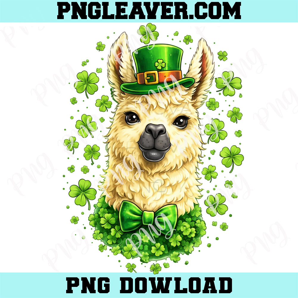 St. Patrick's Day Llama Shamrock PNG, Irish Alpaca Shamrock PNG, Funny Llama Head Lover Png