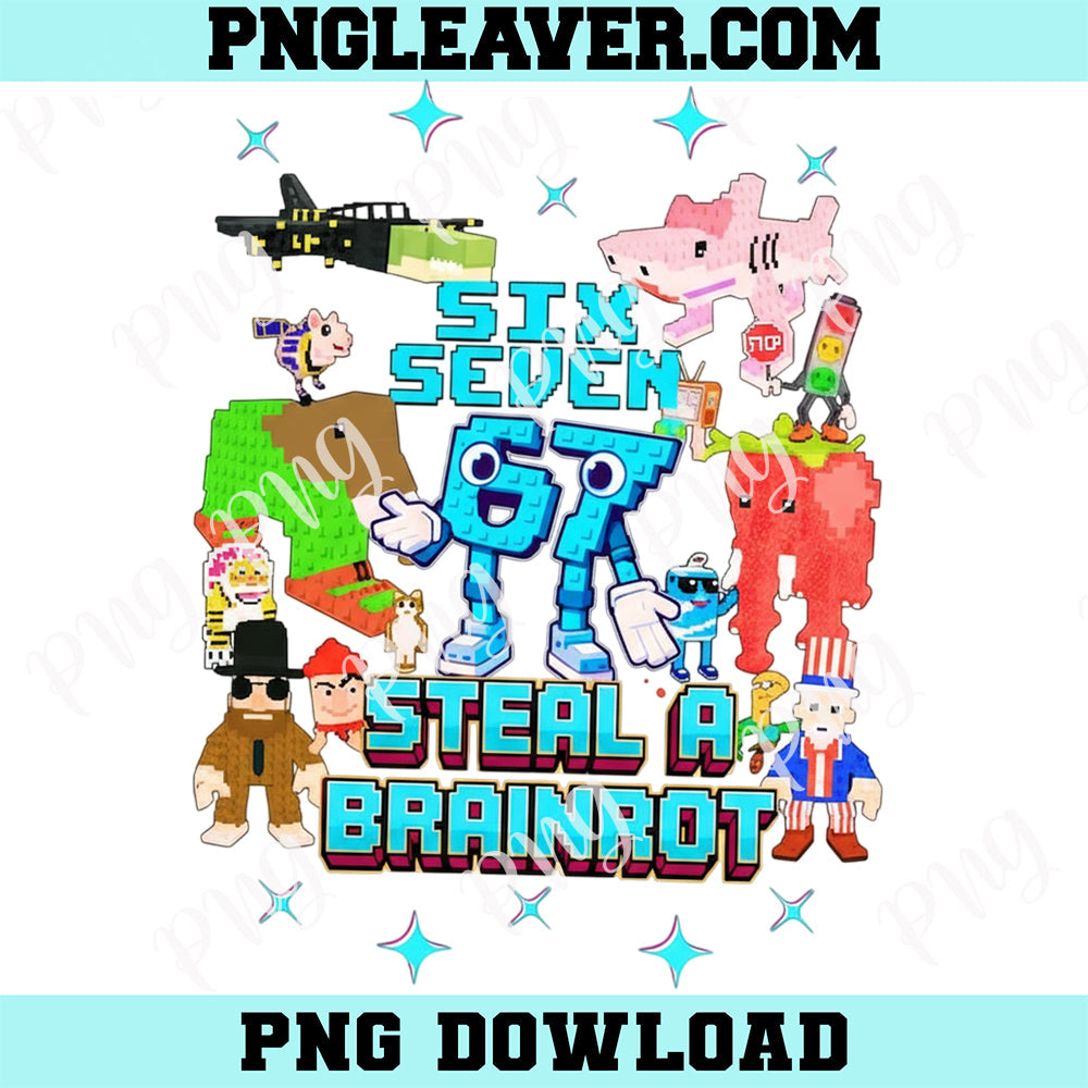 Funny Six Seven 67 Gaming Png, Steal a Brainrot Six Seven 67 Italian Brainrot Characters Kids Gaming PNG