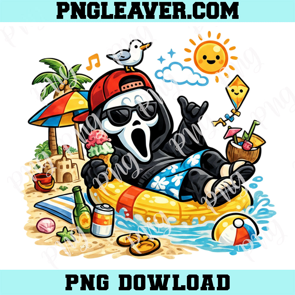 Summerween Funny Summer Ghost Png, Beach Ghost Png, Spooky Summer Vacation Png