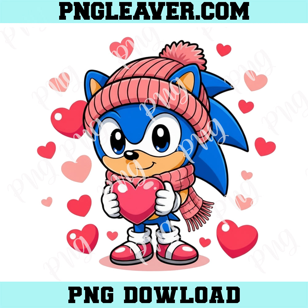 Valentine Sonic PNG, Cute Kids Cartoon Hedgehog Valentine Design, Love Heart Sonic Png