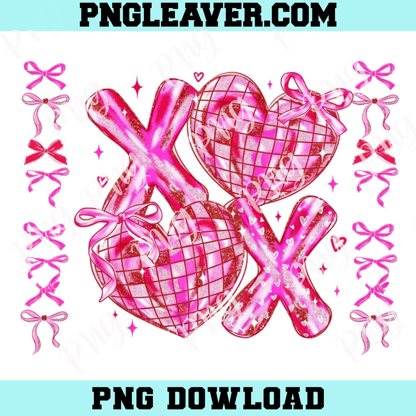Valentine XOXO Coquette Bow Pink Png, Valentine Retro Png, Heart Png, Brushstroke Png, Valentine Checkered Png