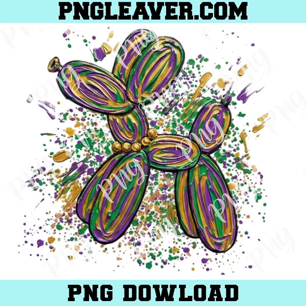Watercolor Mardi Gras Dog PNG, Balloon Dog Brushstroke Png