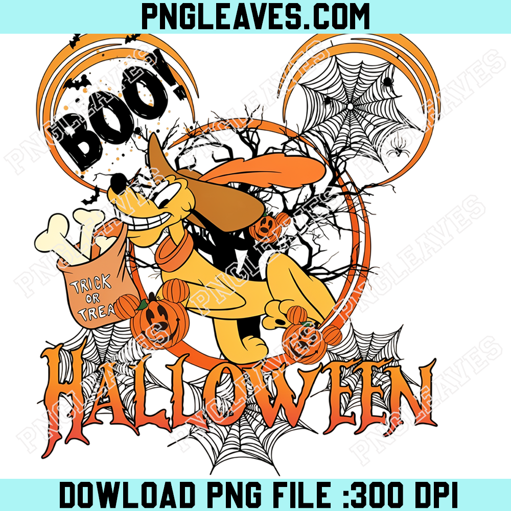 Pluto Halloween Trick or Treat PNG, Disney Pumpkin Mouse Ears Spooky Dog Design