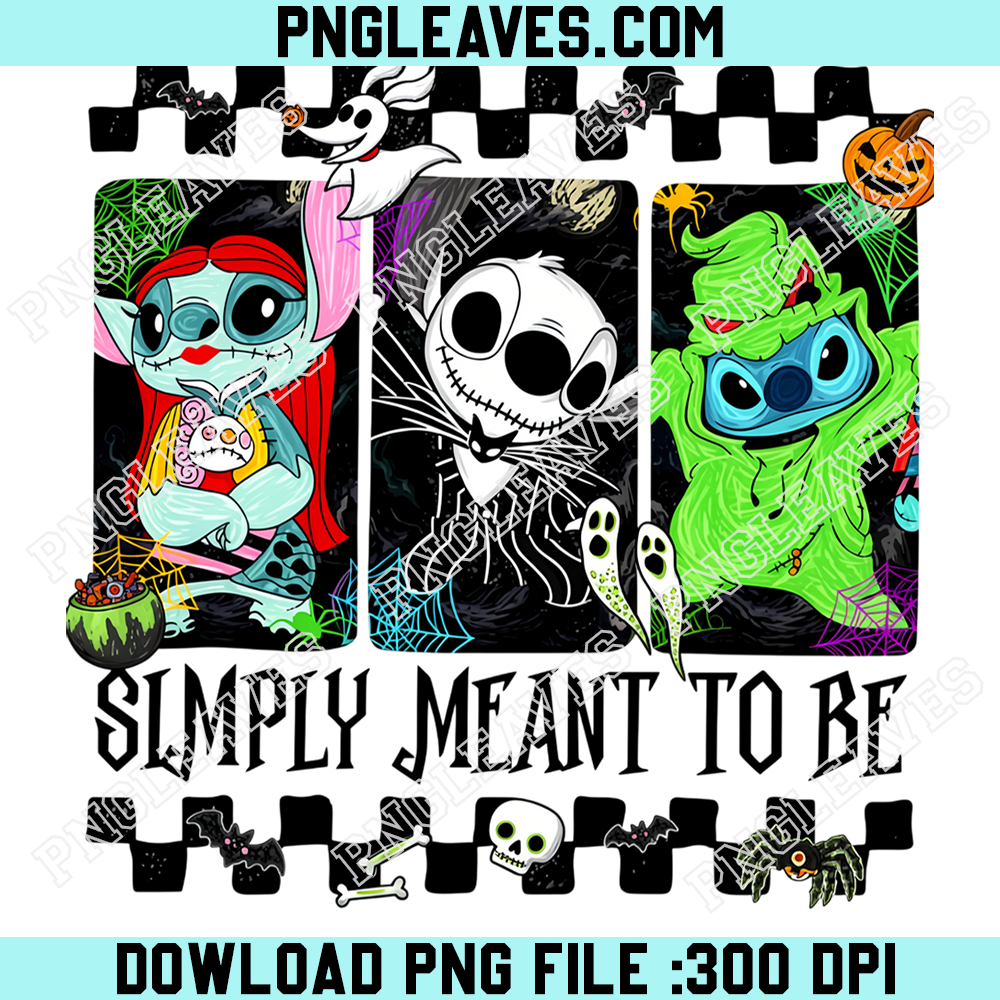 Stitch Nightmare Before Christmas PNG, Jack Sally Oogie Boogie Halloween Trio Design