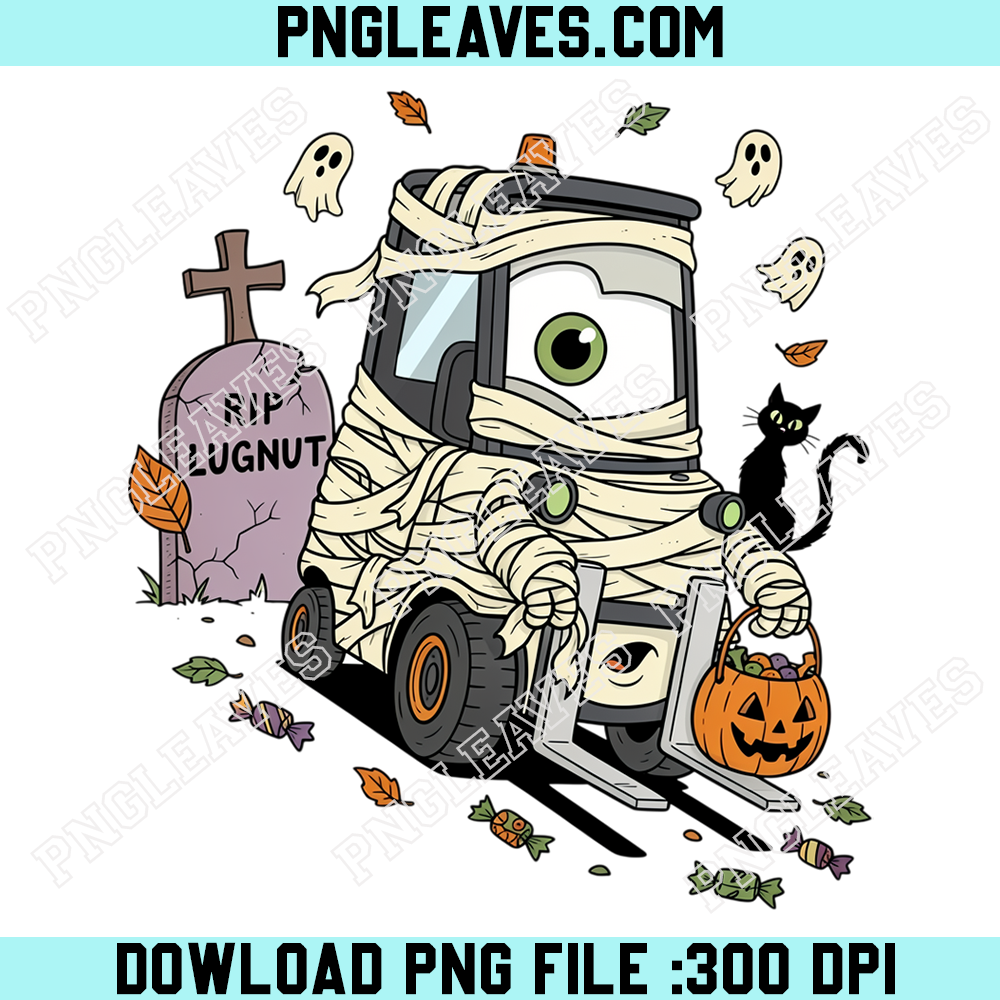 Mummy Forklift Halloween PNG, Spooky Trick Or Treat Vehicle PNG
