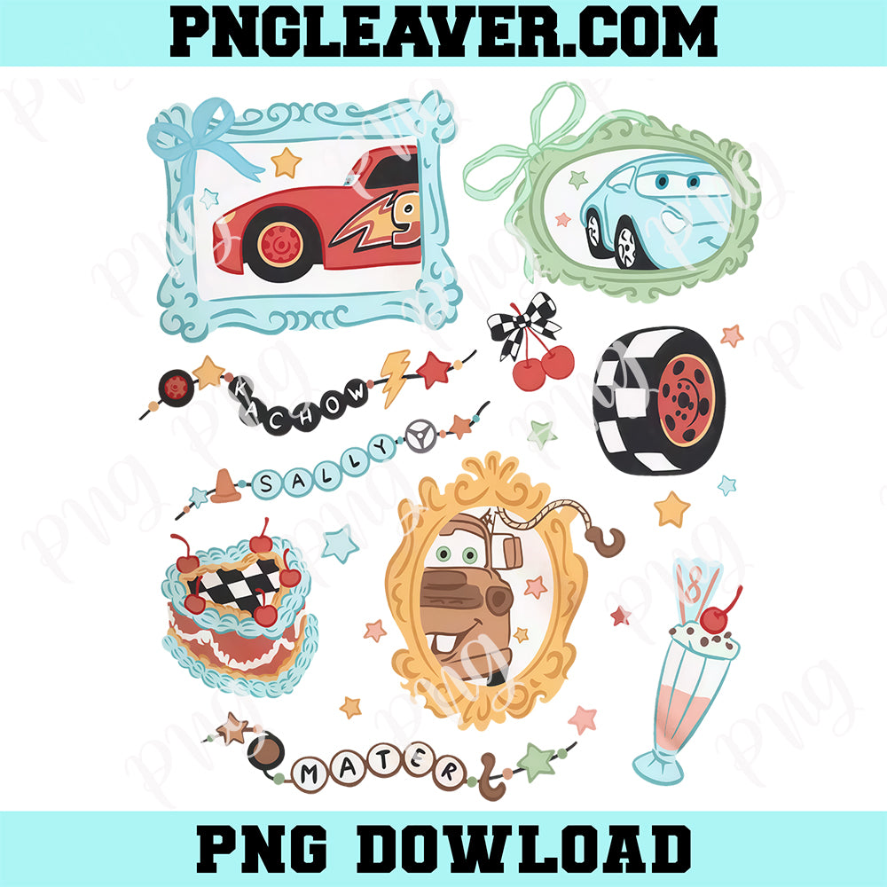 Bow Bracelet Disney Cars Png, Lightning McQueen Mater Doc Hudson Sally Carrera Birthday Cars Family Png, Disney Girl Trip Png