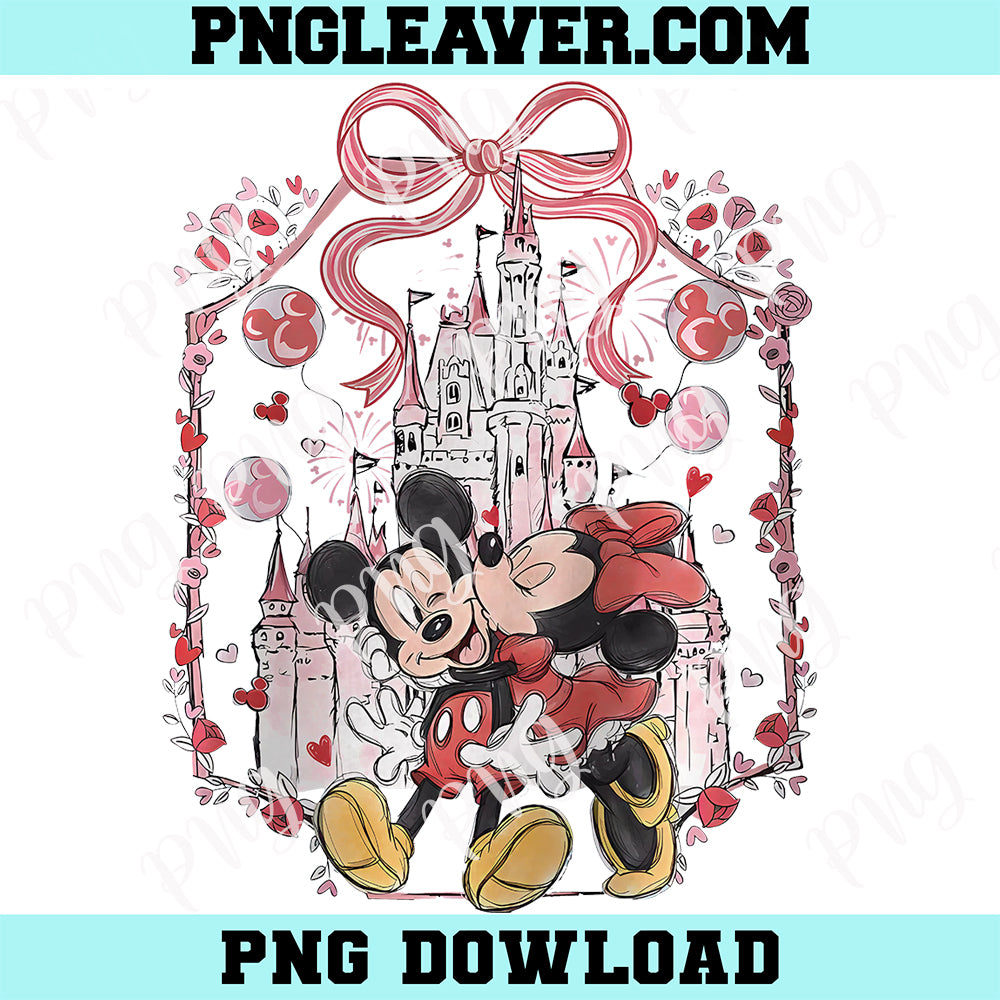 Vintage Coquette Bows Mickey Minnie Disney Valentine Png, Disneyland Sweethearts Nite Gift Png