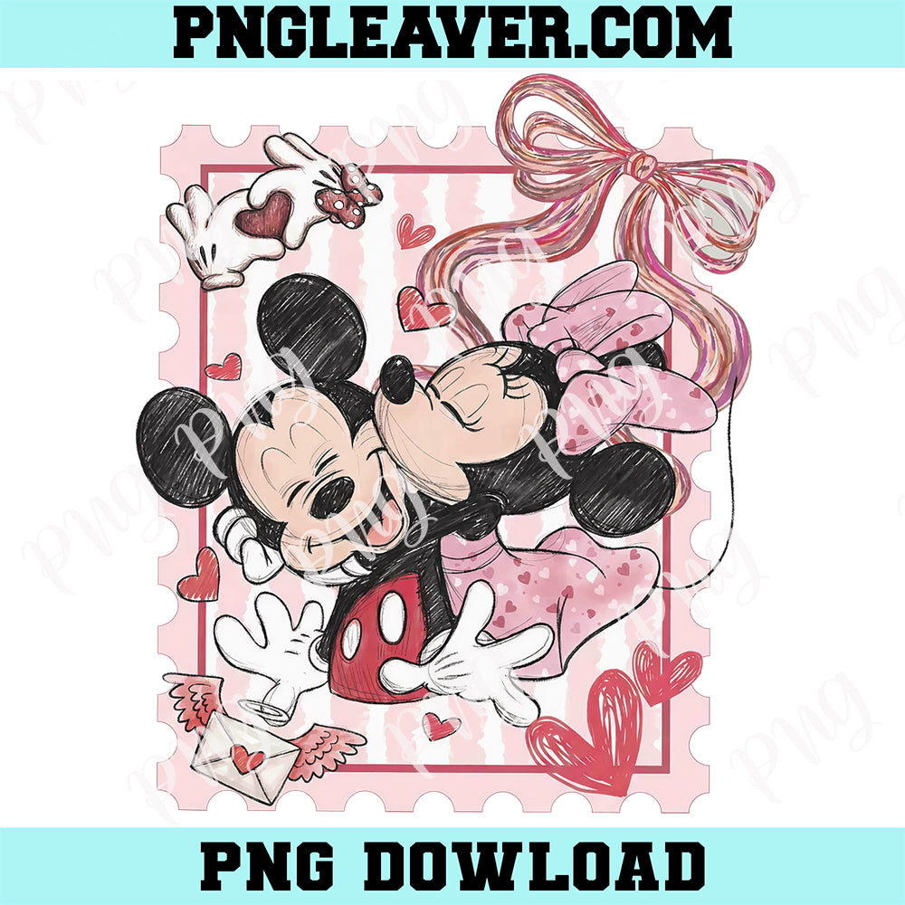 Bow Disney Mickey Minnie Retro Color Png, Disney Couple WDW Disneyland Png