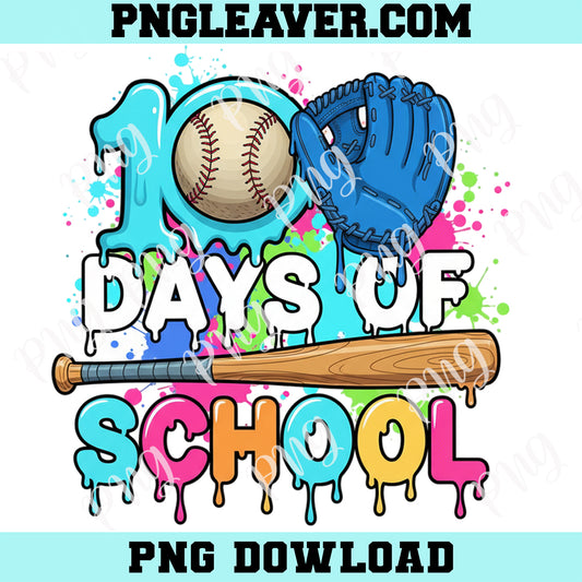 100 Days of School Baseball Png, Baseball Ice Cream Drip Player Kids Boys Png