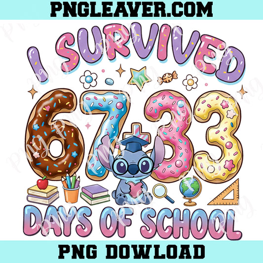 Stitch Cartoon 67 33 Days of School Png, Teacher 100 Days Png, 100th Day of School Png