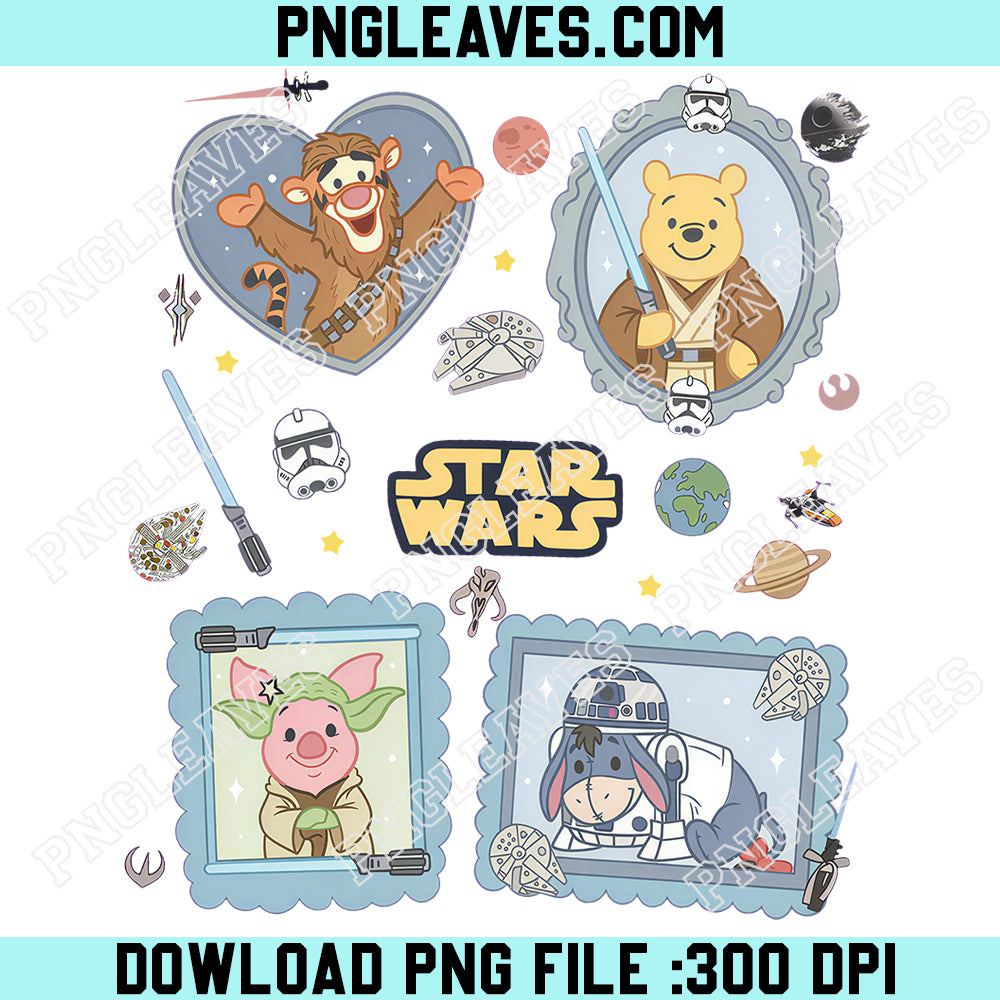 Vintage Star Wars Winnie The Pooh PNG, Disney Parody PNG, Jedi Pooh PNG