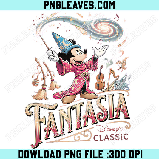 Fantasmic Sorcerer Mickey PNG, Disney Fantasia Wizard Tee, Fantasia Mickey PNG