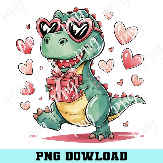 Valentine's Day T-Rex Png, Dino Love Png, T-Rex Valentine Png, Valentine Dino Png