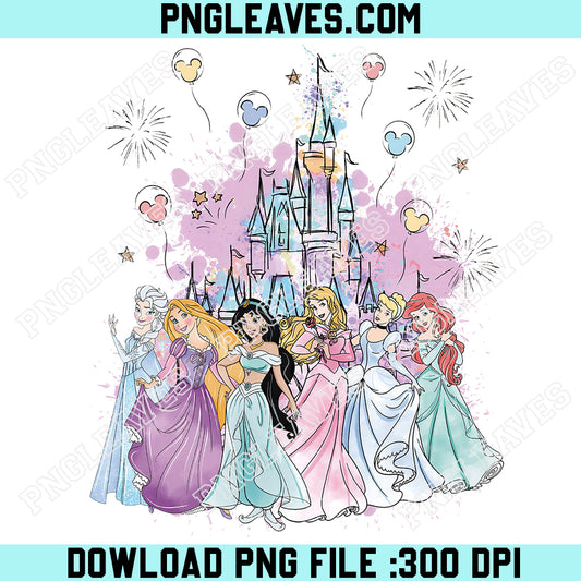 Disney Watercolor Minnie Heat Ear Png, Disney Castle All Princess Png, Disney Princess Girl Trip Png
