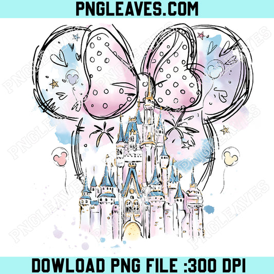 Mickey Watercolor Heat Ear Png, Disney Castle All Princess Png, Disney Princess Girl Trip Png