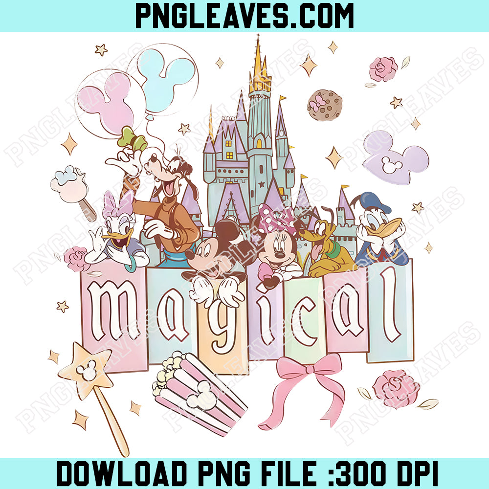 Disney Mickey And Friends Mayical Png, Disney Magical Pastel Park Snacks Png, Magical Castle 2026 Shirt