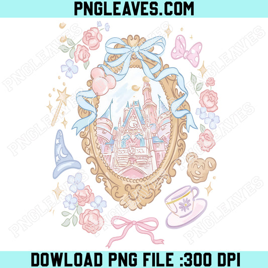 Disney Castle Coquette PNG, Pastel Magic Kingdom Mirror Clipart | Cute Princess Aesthetic PNG Download