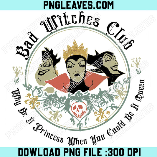 Retro Bad Witches Club Png, Ursula Maleficent Evil Queen Vintage Png