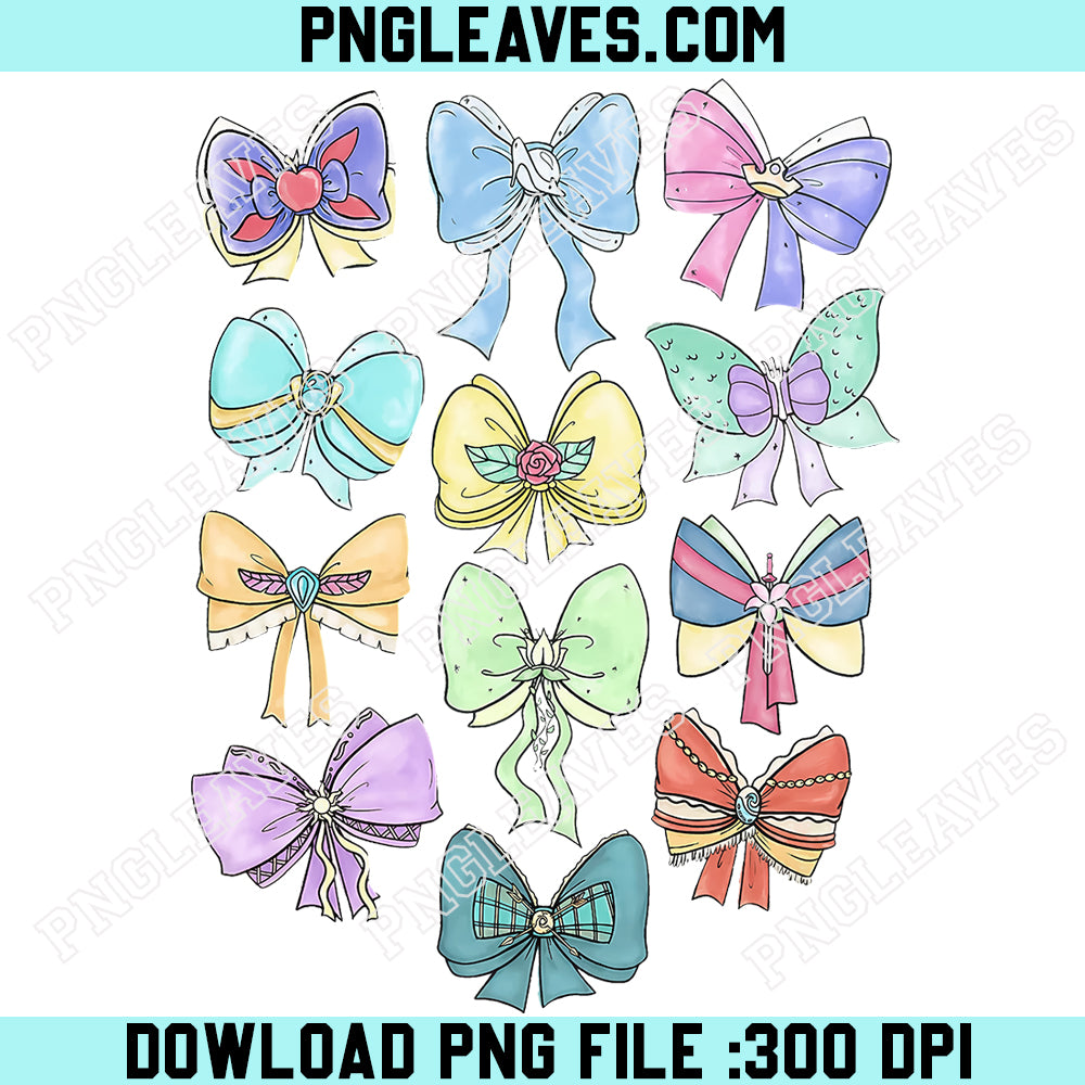 Coquette Bow PNG Collection, Disney Princess Inspired Pastel Ribbon Design