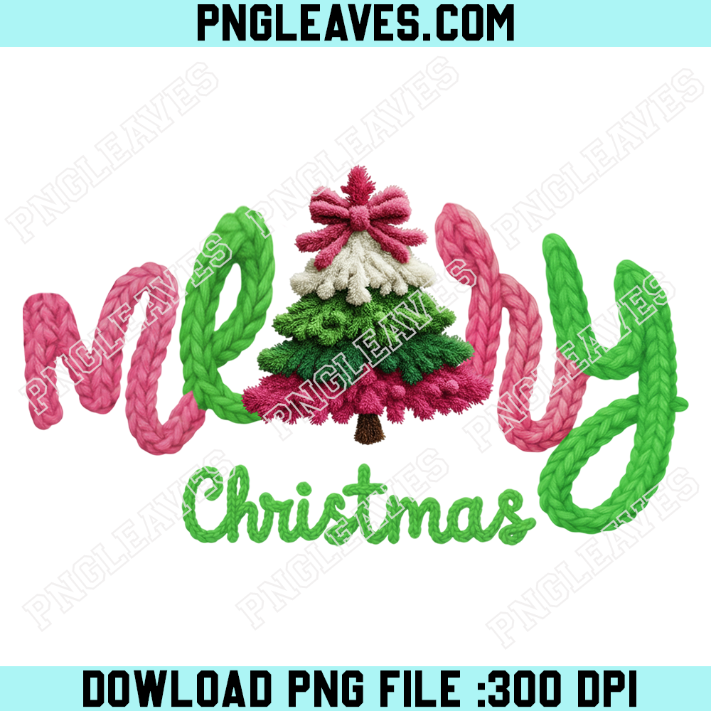 Merry Christmas Knitting PNG, Christmas Tree PNG