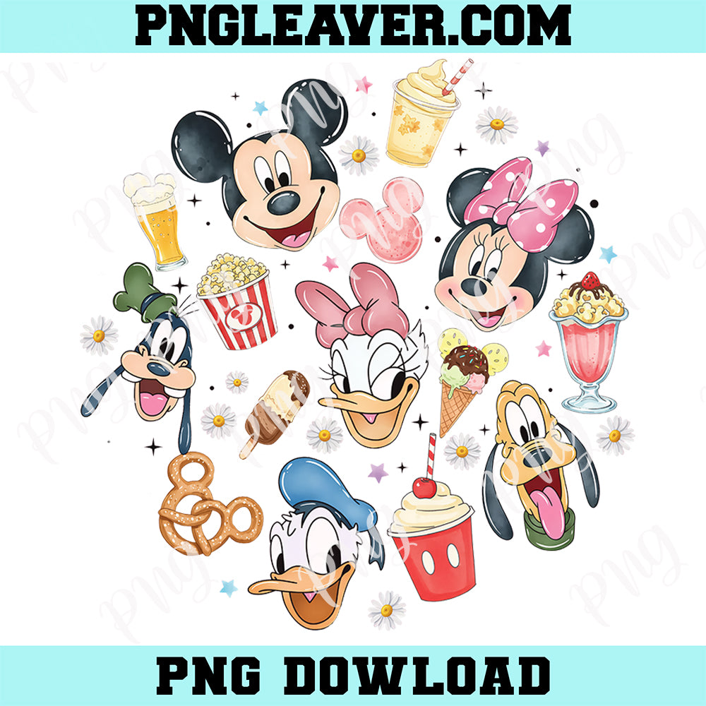 Disney Watercolor Mickey And Friends Snacks Png, Disney Snacks Png, In My Snack Era Png