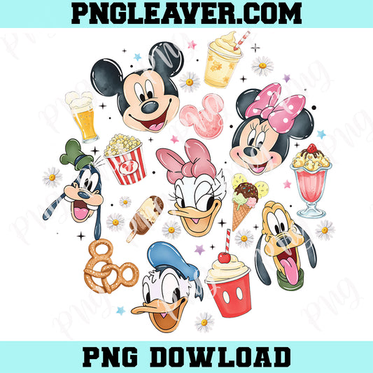 Disney Watercolor Mickey And Friends Snacks Png, Disney Snacks Png, In My Snack Era Png