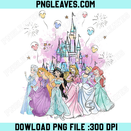 Watercolor Castle Toddler Cute PNG, Disney Princess Kids PNG, Elsa And Rapunzel PNG