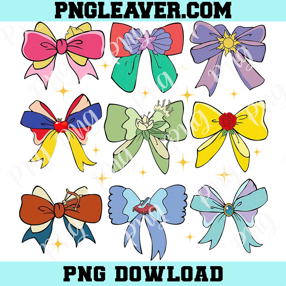 Disney Princess Cute Ribbons And Bows Png, Disney Princess Coquette Bow Png