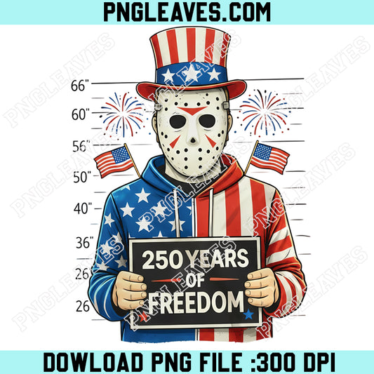 Patriotic Jason Mask Png, 250 Years of Freedom Png, 4th of July USA Jason Png