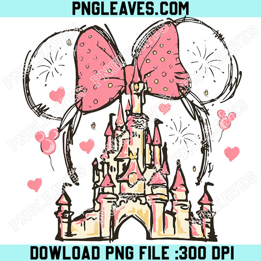 Pink Princess Castle PNG, Fairytale Kingdom Sublimation Design, Cute Bow Castle Png