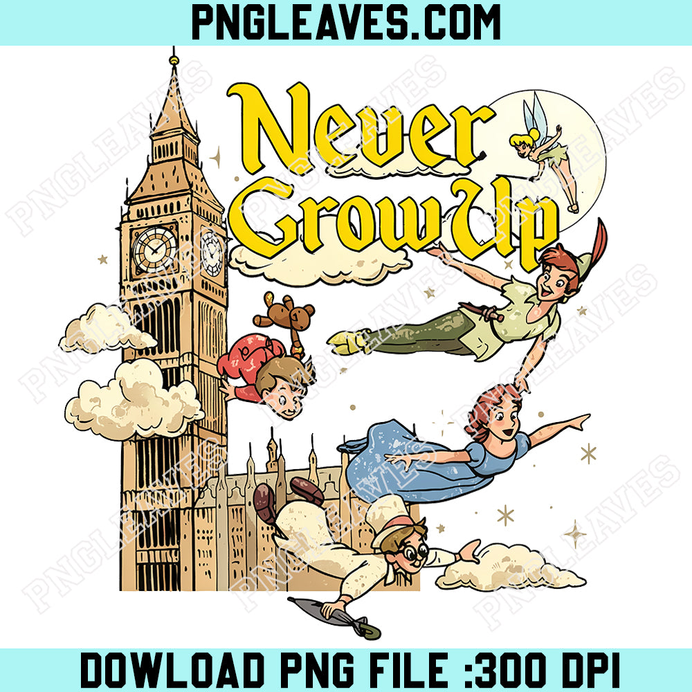 Disney Peter Pan PNG, Peter Pan Tinker Bell Wendy John Michael Flight to Neverland PNG, Flight Ride Family PNG