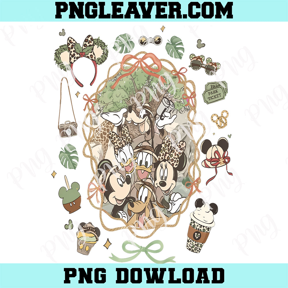 Bows Mickey Friends Leopard Animal Kingdom Camo Png, Disney Let's Get Wild Png