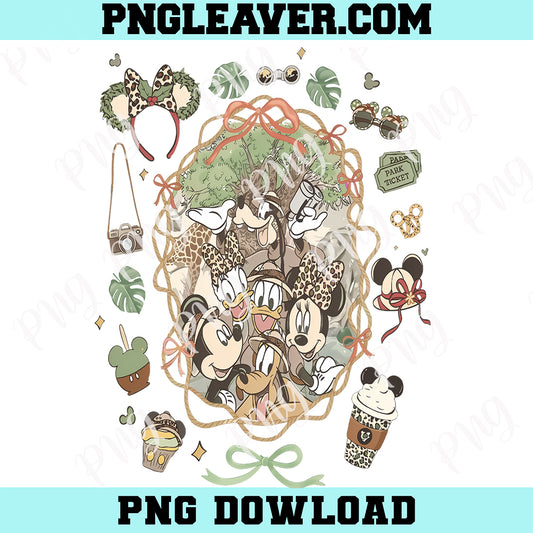Bows Mickey Friends Leopard Animal Kingdom Camo Png, Disney Let's Get Wild Png