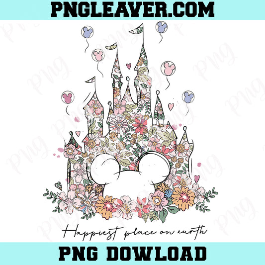 Happiest Place On Earth Flower Png, Magic Kingdom Png, Matching Disney Castle Cute Png