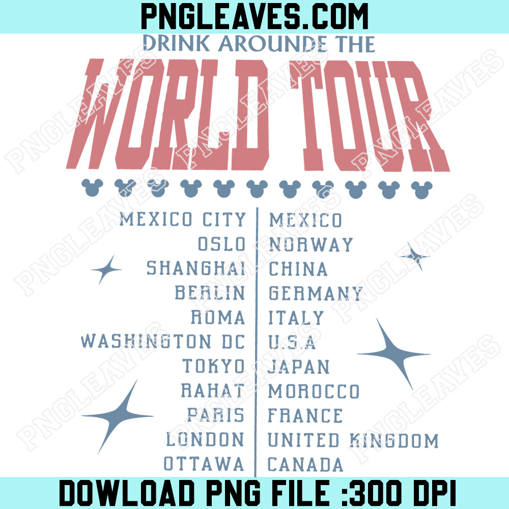 Drink Around The World PNG, Retro World Tour Travel Png, Vacation Sublimation Download