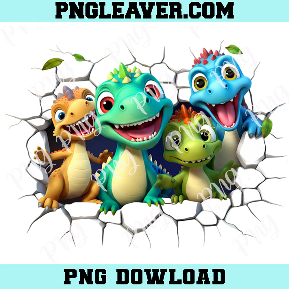 3D Dinosaurs Kids Png, Cute Dinosaur Png, Colorful 3d Hole Png