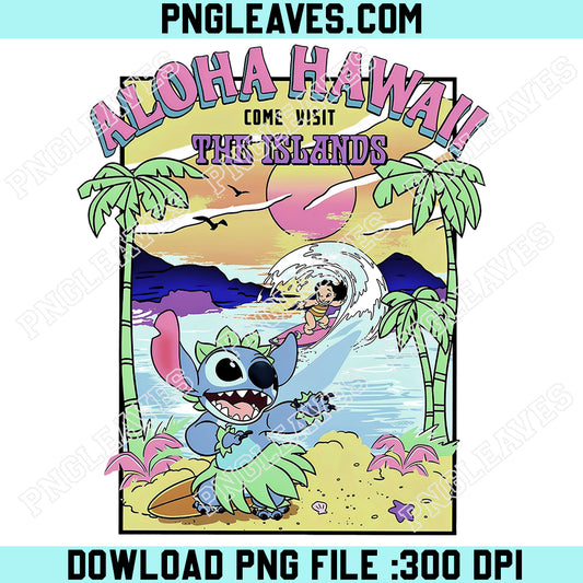 Lilo Stitch Hawaii PNG, Retro Disney Lilo Stitch PNG
