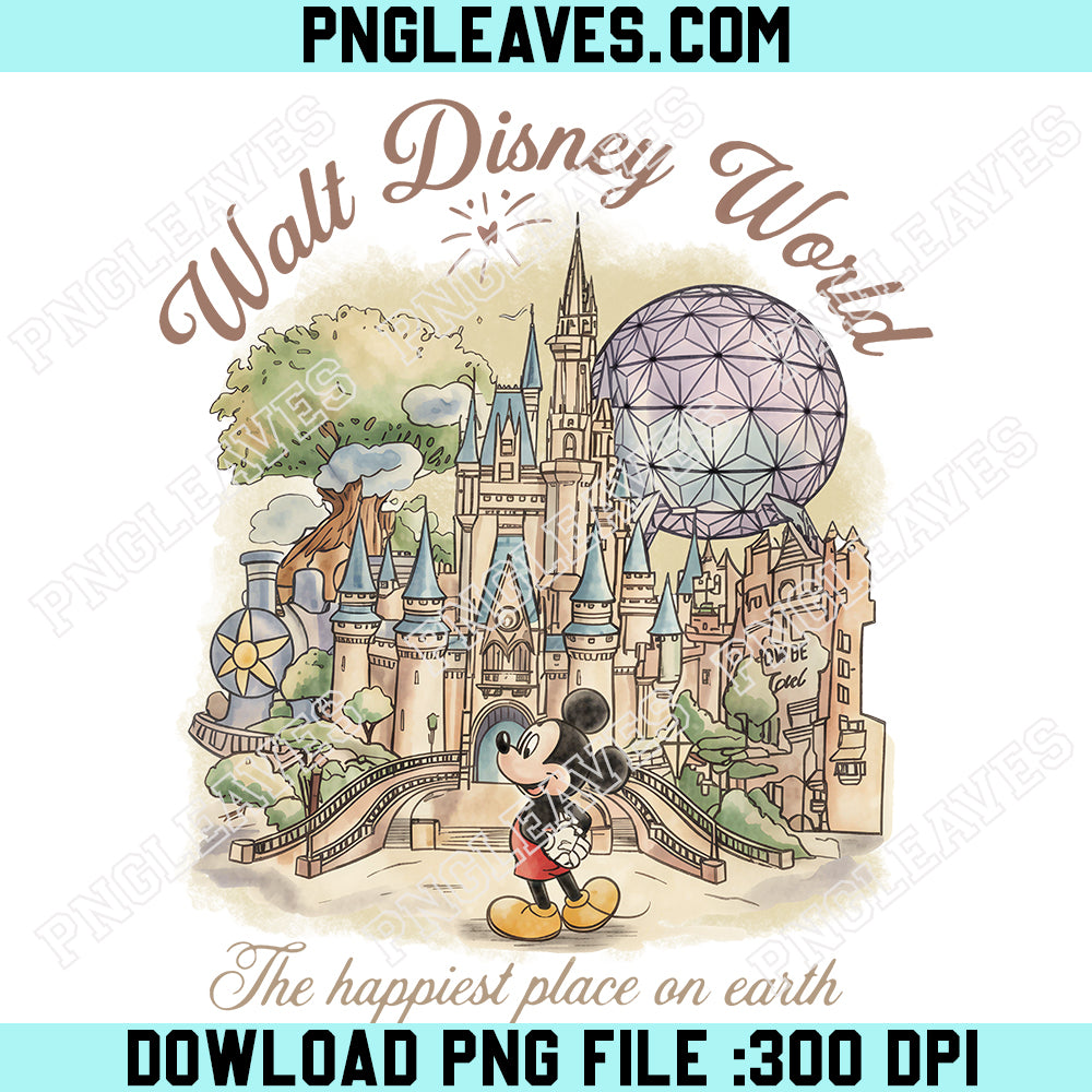 Vintage The Happiest Place On Earth PNG, Retro Mickey PNG, Disney Vacation PNG