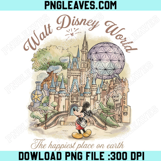 Vintage The Happiest Place On Earth PNG, Retro Mickey PNG, Disney Vacation PNG