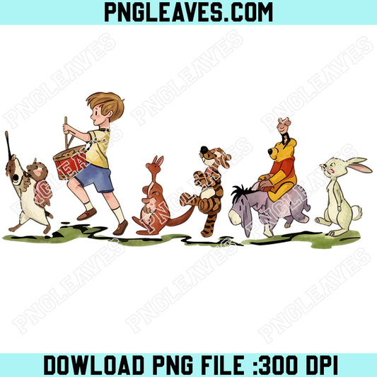 Hundred Acre Wood PNG, Vintage Two Sided Winnie Pooh Parade PNG, Pooh Bear PNG