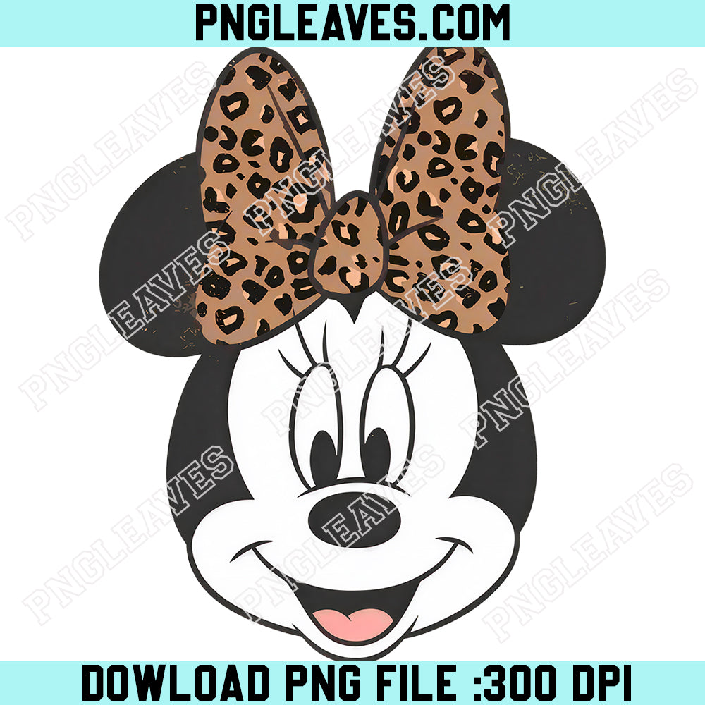 Minnie Mouse Face PNG, Leopard Bow Minnie Kids PNG, Minnie Safari PNG