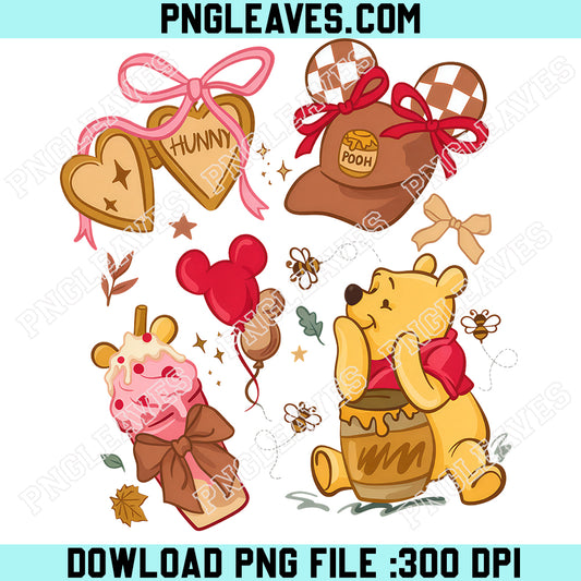 Coquette Winnie The Pooh Baby Friend Cute PNG, Pooh Fall Vibes Baby Pooh PNG