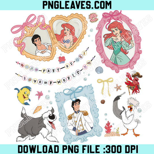 Bow Disney Little Mermaid Mirror Cute PNG, Women Little Mermaid Ariel PNG, Girls Ariel Mermaid PNG