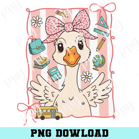 Goose Duck Teacher PNG, First Day Of School Png, Funny Girl Goose Png, Teacher Appreciation Png, School Teacher Goose png