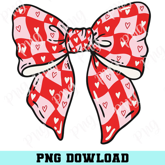 Xoxo Bow Heart Valentine's Day PNG, Bow Heart PNG