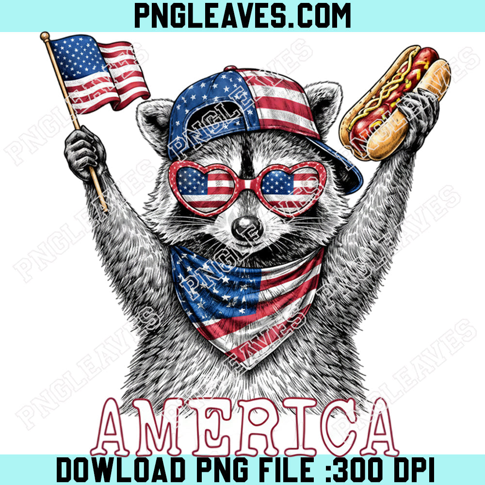 4th Of July Raccoon Hand holding the Flag Png, Patriotic American Flag Png, Retro USA Animal Png