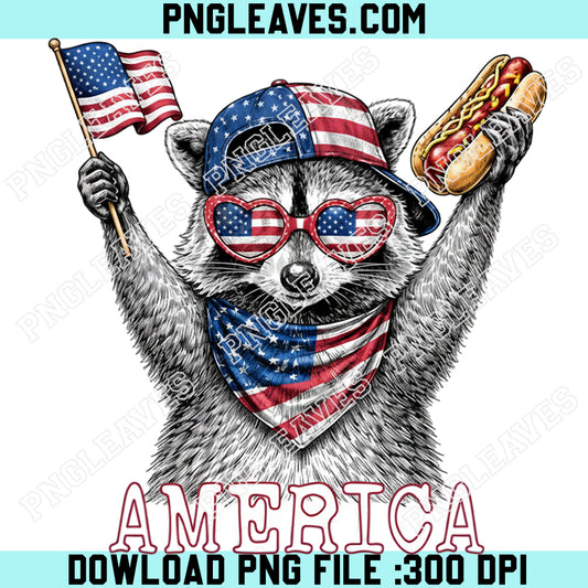 4th Of July Raccoon Hand holding the Flag Png, Patriotic American Flag Png, Retro USA Animal Png